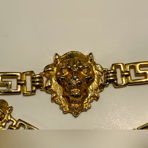 1990s Black Goldtone Greek Key chain Belt with Lion and Medusa medallion main image 8